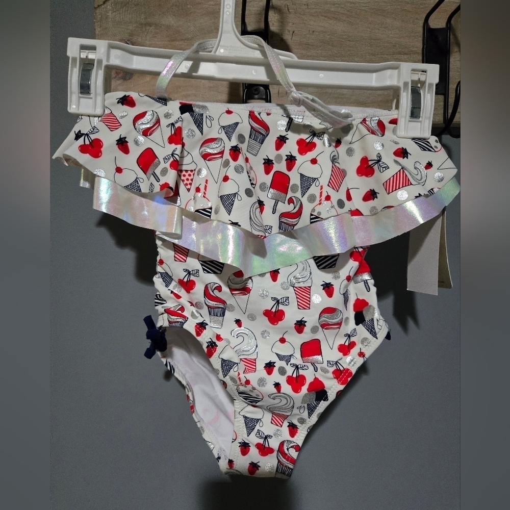 Tommy Bahama Girls Swimsuit 3T Red White - Picture 3 of 7